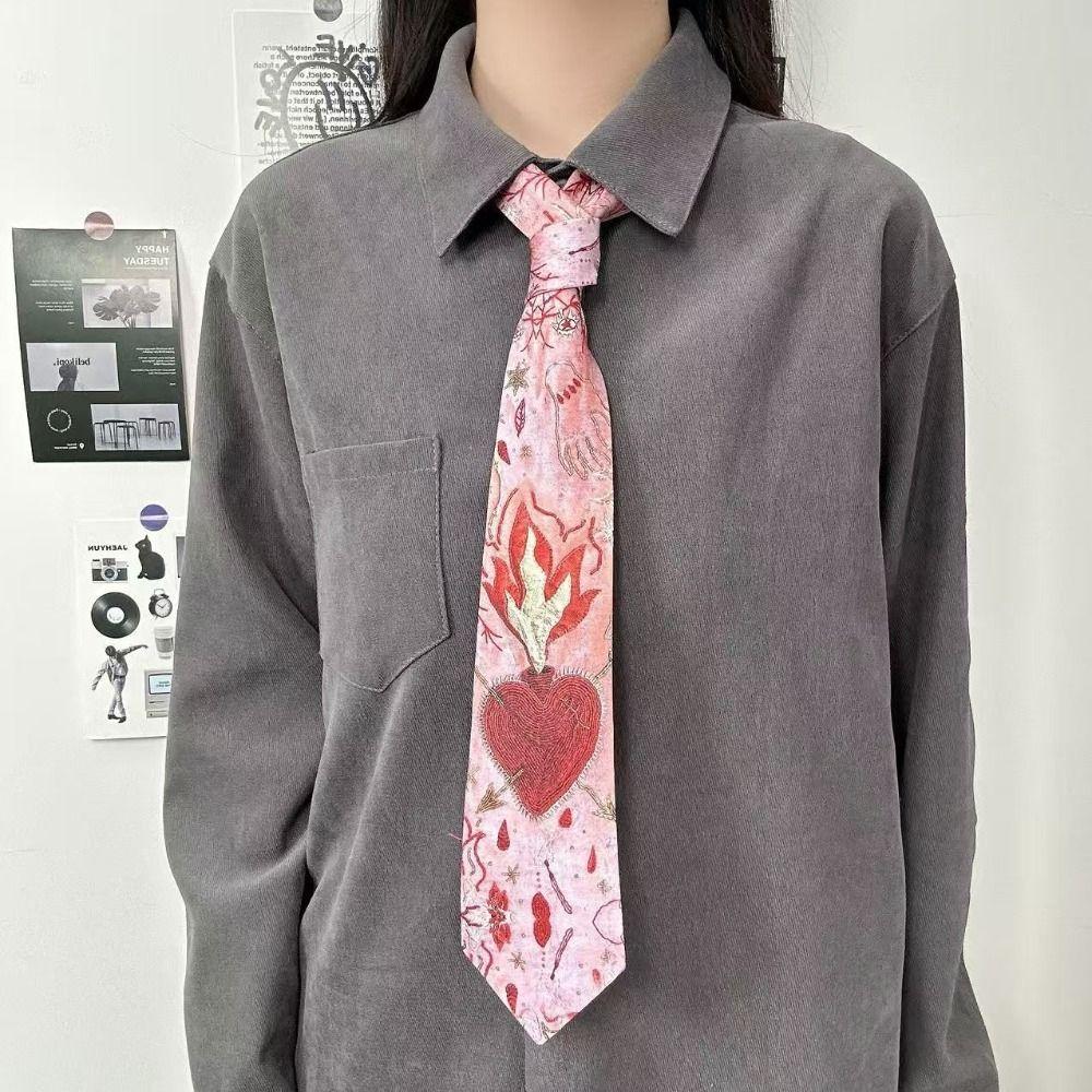 Vintage Romantic Neck Scarf Gradient Pink Women's Neck Tie Heart Flame Tie Fashion Accessory