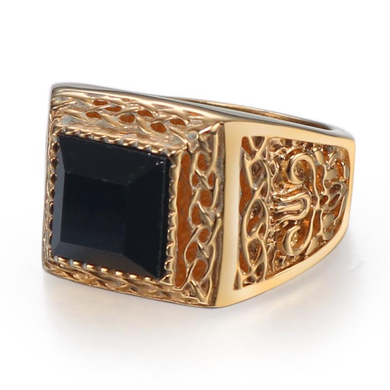 Кольца для мужчин с квадратным камнем и золотым цветом, размер 8-12