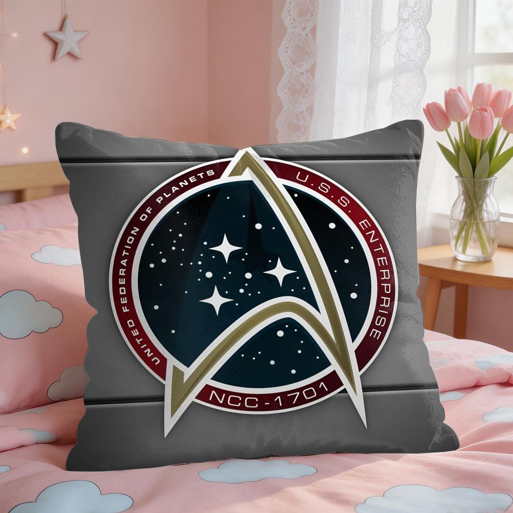 Star TTrek Ship Movie Logo Cushion Cover Square Short Plush Pillow Case Living Room Sofa Home Decor Funda X