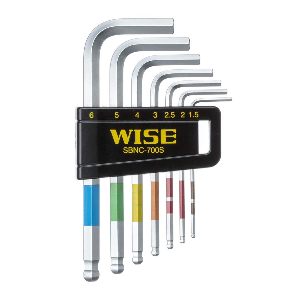 WISE Ball Point Hex Wrench Set of 7 Made In for Final (Short), Japan, Tightening, [SBNC-700S]