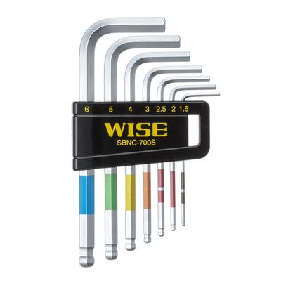 Набор шестигранных ключей с шаровым наконечником WISE из 7 штук Сделано для Final (шорты), Япония, Затягивание, [SBNC-700S]