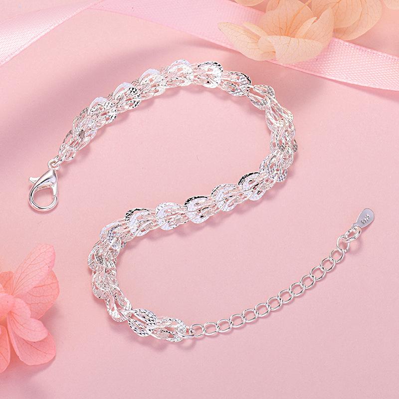 Silver-plated Necklace Set S925 Silver Earrings and Bracelet Set Silver-plated Phoenix Tail Earrings, Necklace and Bracelet Fashion Three-piece Set