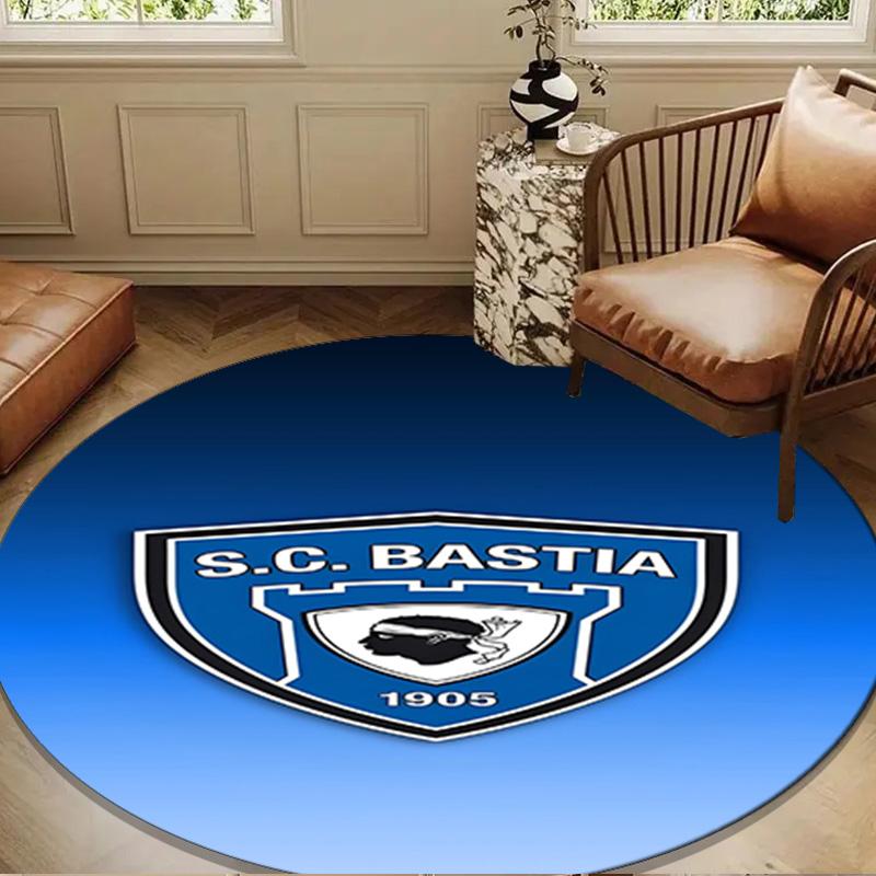Sc Bastia Football Crest Round mat Home Decor, Chair rug For livingroom,Bedroom, doormat home decor Birthday Gift Christmas Gifts