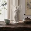 3D Printed Angel Statue Crown Figurine Vintage Guardian Angle Statue Shape Ornament Artistic Winged Women Sculpture for Home Tabletop Decoration