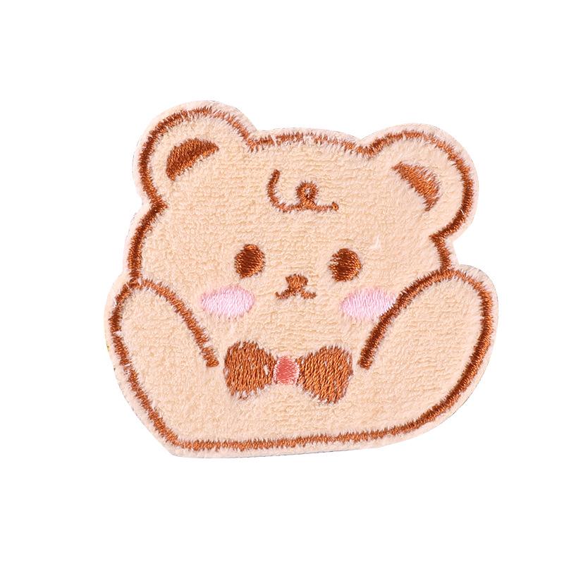 Оригинальные милые наклейки с вышивкой в виде плюшевого медведя - самоклеящиеся нашивки на одежду