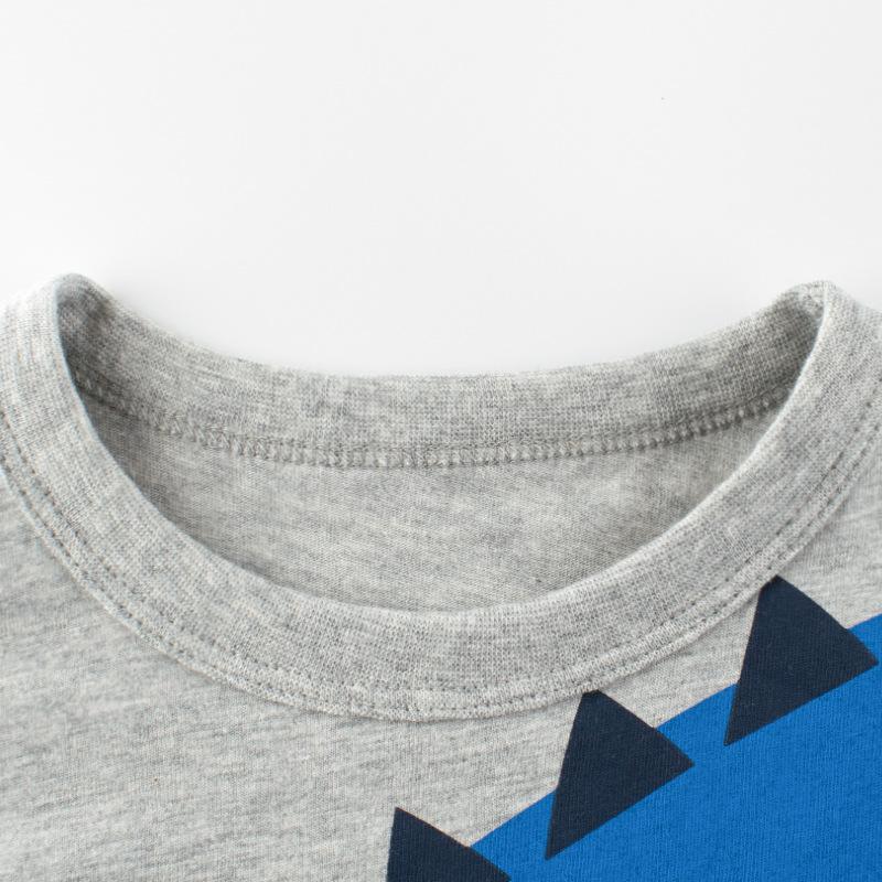 Детская футболка с коротким рукавом Детская одежда Летняя одежда для мальчиков Топ с динозавром