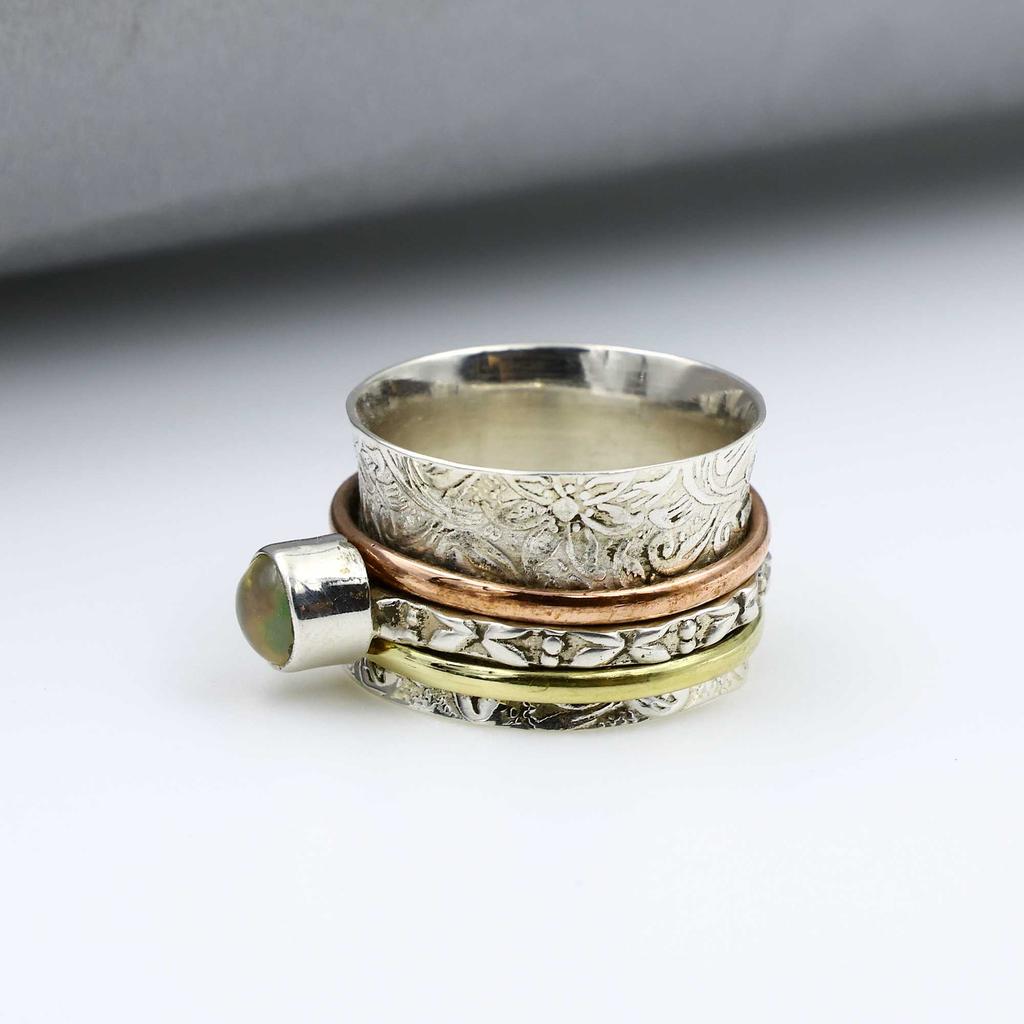 Solid 925 Sterling Silver Ring, Boho Designer Ring, Statement Ring, Halloween Gift, Unisex Ring, Spinner Ring