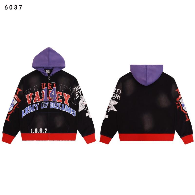 Mens Oversized Cotton Hooded Sweatshirt With Washed Vintage Print Streetwear Hip Hop Jacket