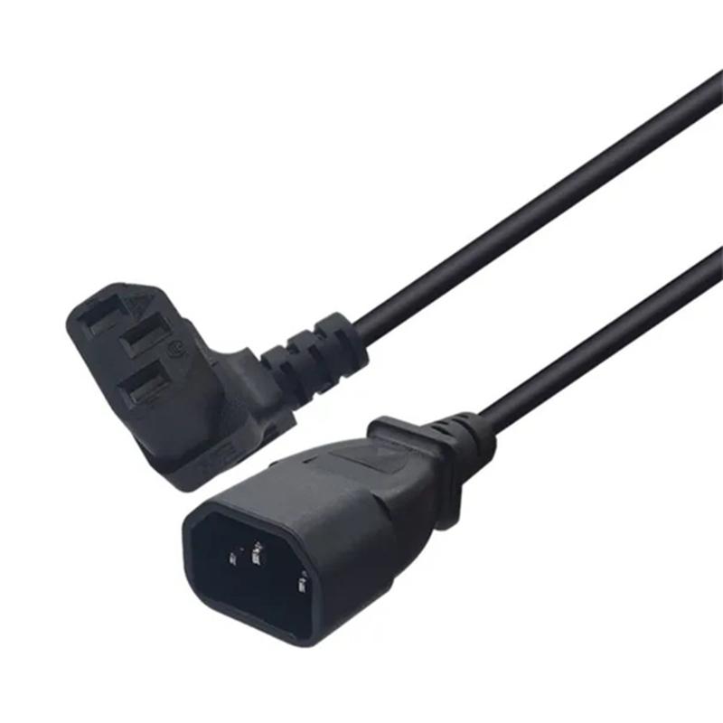 Кабель-шнур 60 см IEC320 C14 на IEC320 C13 с изгибом вверх, 3 контакта, штекер на гнездо, угловые разъемы