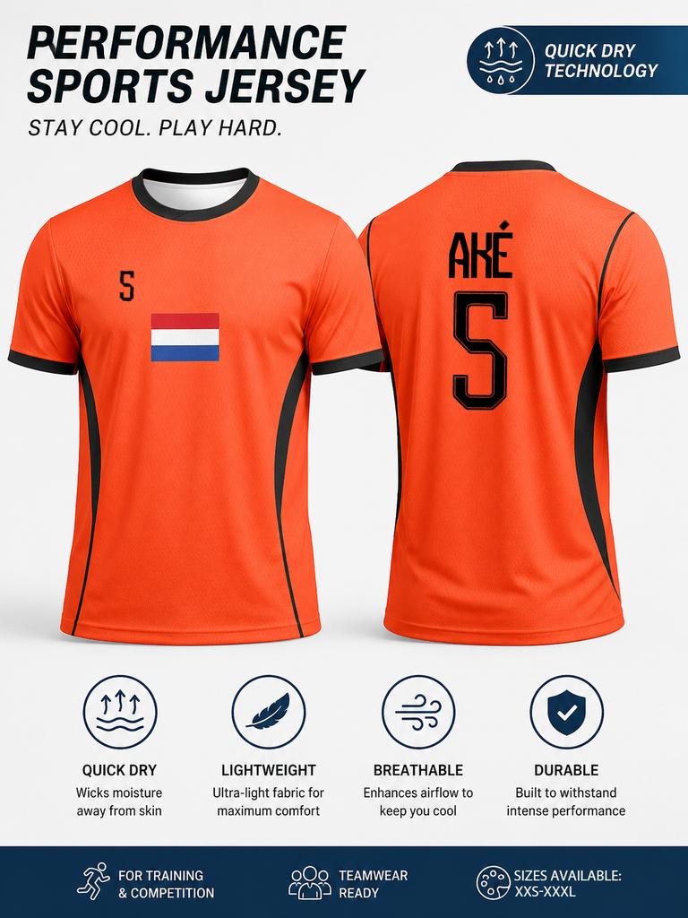 Dutch 2026 home adult sports top, moisture resistant, slim fit, lightweight, high-end sublimation technology top