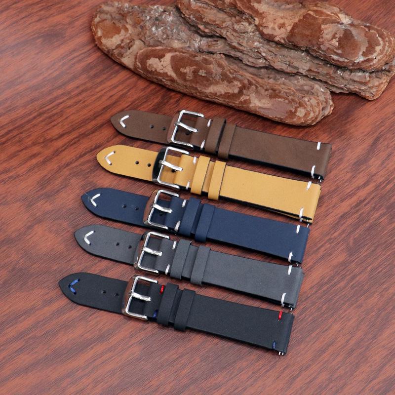 Универсальный быстросъемный матовый кожаный ремешок для часов Huawei - Ретро кожа Crazy Horse с абрикосовым хвостом, размеры 18/20/22