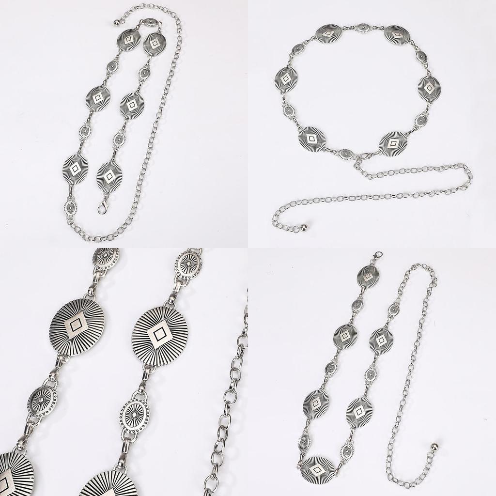 Womens Metal Waist Chain With Artistic Engraving For Multiseason Casual Wear