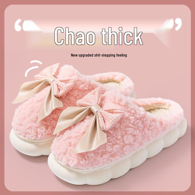 Женские нескользящие водонепроницаемые хлопковые тапочки на толстой подошве – Уютный меховой дизайн для осенне-зимнего периода, для беременных и мужчин