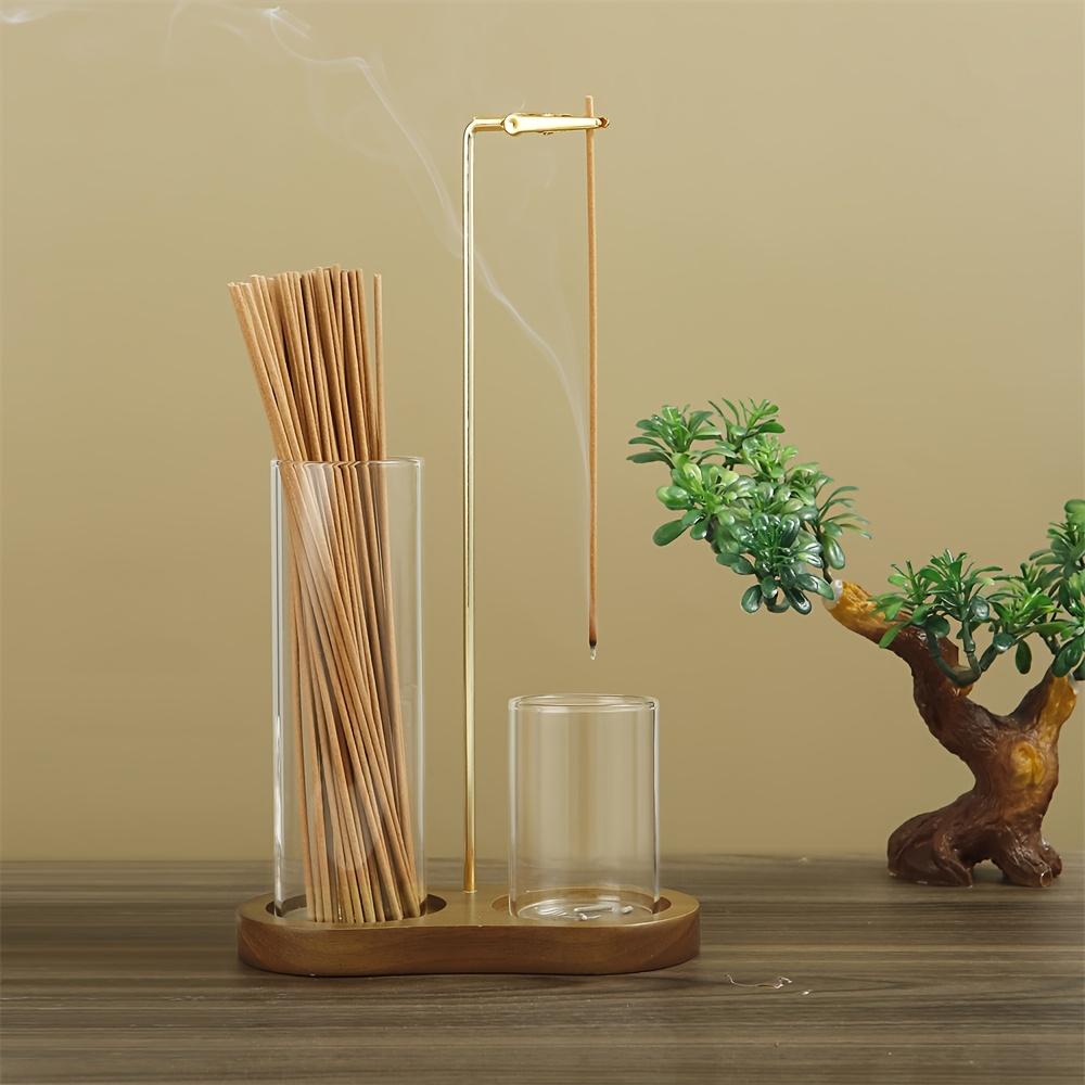 2-in-1 Incense Candle Stand Anti Fly Ash Incense Burner Detachable Glass Ash Plate Incense Candle Storage,Meditation Incense Furniture Home Ornament