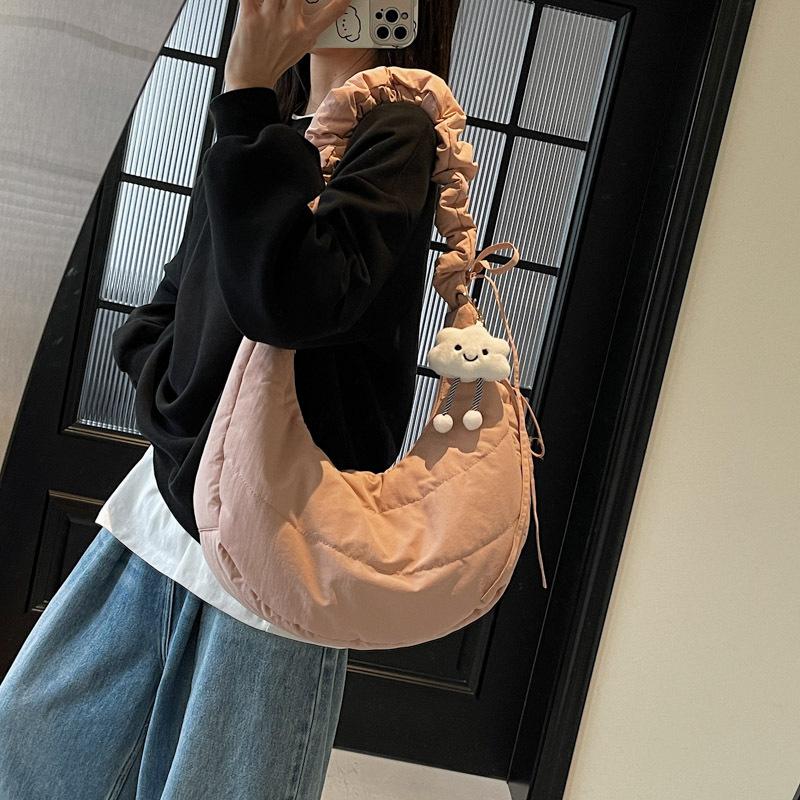 Нейлоновая ткань пуховая хлопковая сумка для одежды женская осенне-зимняя повседневная плиссированная на плечо большая вместимость для поездок на работу сумка-мессенджер тоут