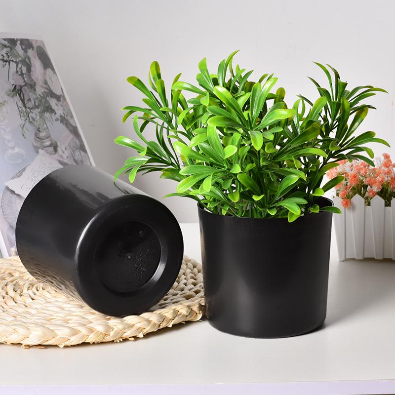 Plastic Planter Straight Black Indoor Balcony Planting Lazy Planter Flower Pot Plant Gardening Seedling Pot