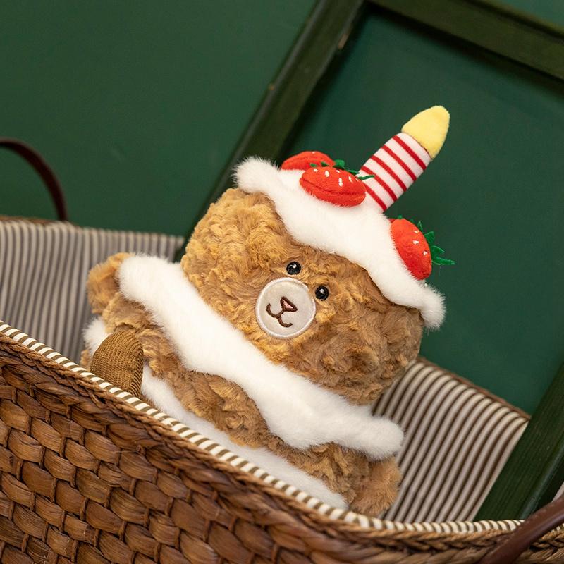 Cute Strawberry Cake Bear Modeling Plush Doll Kawaii Stuffed Animal Home Decor Birthday Gifts