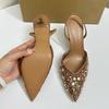 Мода Элегантная Вечеринка Туфли на Высоком Каблуке Женская Обувь Блестящие Пайетки Бисер Сетка Дизайн Бренда 2025 Лето Шпилька Офисная Леди Роскошные Сандалии