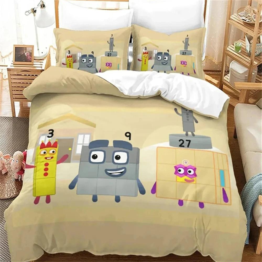 Cartoon Number-Blocks Bedding Set Duvet Cover Bed Set Quilt Cover Pillowcase Comforter King Queen Size Boys Adult