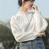Wooden Ear Shirt Women's Design Sense Niche Spring White Long-sleeved Shirt with Bottoming Top