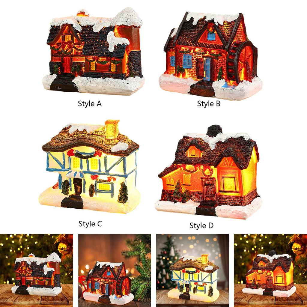Christmas house, Christmas home decoration, mini log cabin with warm glowing