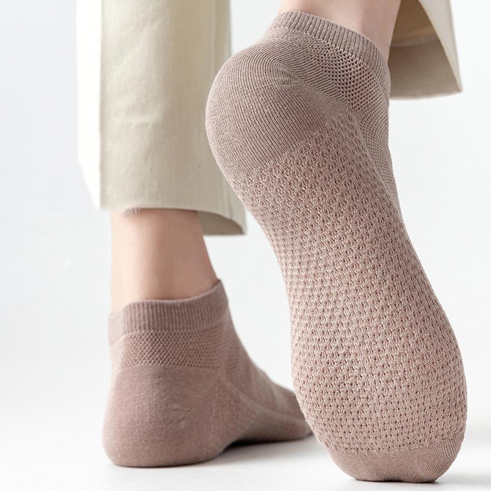 2 Pairs Men Mesh Ankle Socks, Breathable Cotton Short Socks, Solid Color Business Casual Low Cut Socks For Summer