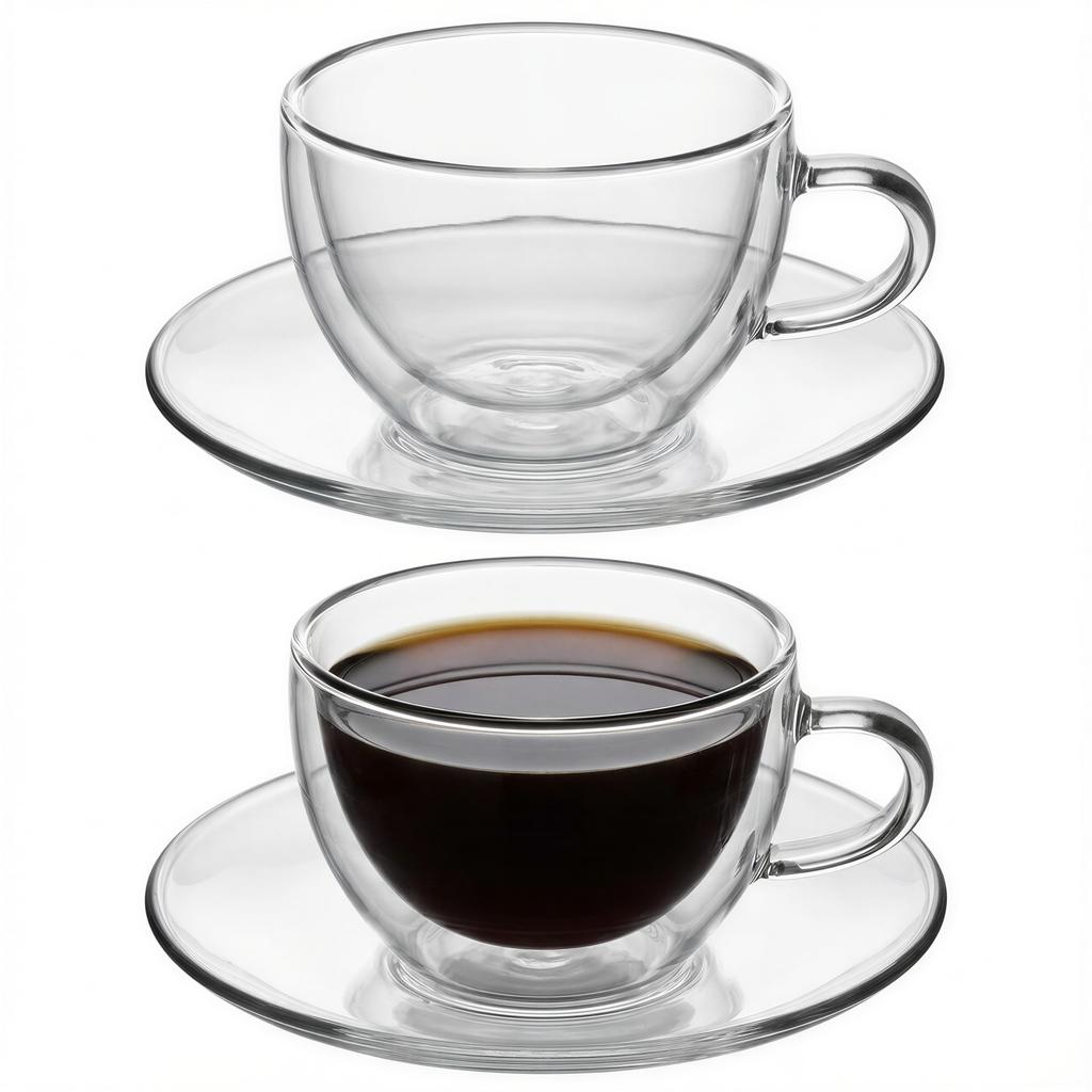 Thermal Coffee Cup And Saucer 250Ml Borosilicate Glass