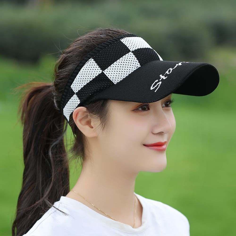 Summer Knitted Hat Sun Visor Letter Hollow Beach Cap Sun Hat Baseball Cap Empty Top Hat Sun Cap