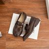 2025 Spring New Loafers Women's Retro Camellia with French Small Leather Shoes Women's Grape Mother Women's Shoes