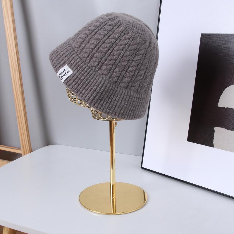 Big Head Circumference Knitted Hat for Women, Small Face In Autumn and Winter, Warm Bucket Hat, Enlarged and Deepened Ear Protector Basin Hat