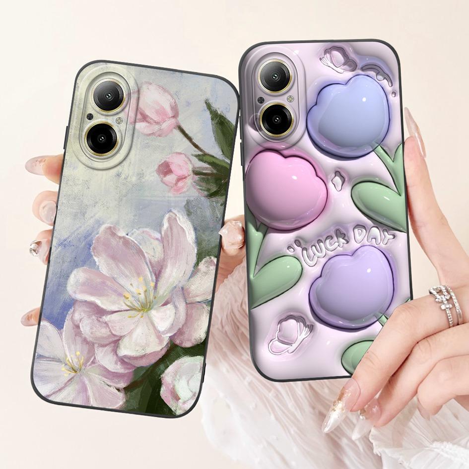 Чехол для Oppo Realme C67 4G Чехол Модный Художественный Расписной Чехлы для Телефона Цветок Мягкий Силикон Ударопрочный Задний Чехол Для RealmeC67 Coque