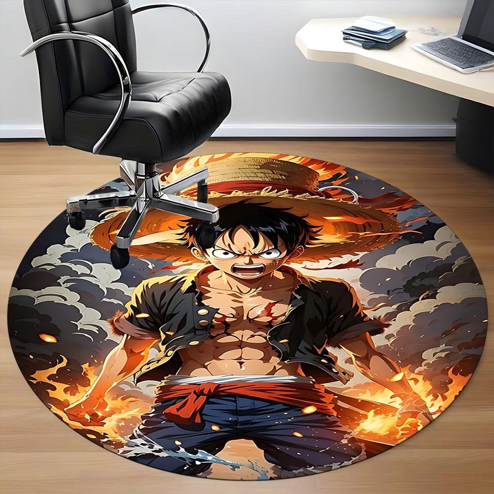 1 шт. Обезьяна Д. Круглый ковер с изображением Луффи из One Piece для офиса, под офисные стулья, спальни, гостиной, домашний декор a1022155
