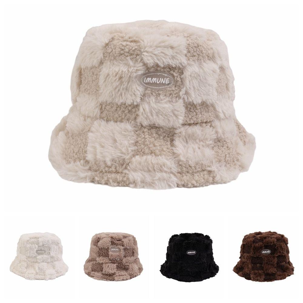 Утепленная берберская флисовая шляпа рыбака, плюшевая овечья шляпа в клетку, повседневная шляпа для девочек