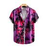 Men's Short Sleeved Shirt for Men Purple Red Coconut Tree Shirt, Hawaii Vacation Summer 2025 New Arrival