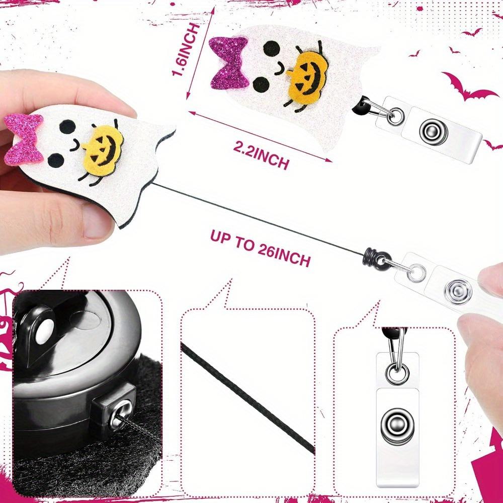 Набор из 4 значков-клипс на Хэллоуин. Расширяемые фетровые клипсы с дизайном тыквы и ведьмы для медицинского и офисного персонала.