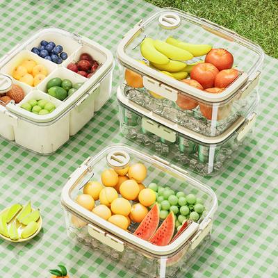 Контейнер для закусок Crisper Box с силиконовой крышкой Портативная ручка Пищевой кухонный поднос-органайзер для овощей Фрукты Орехи Чипсы
