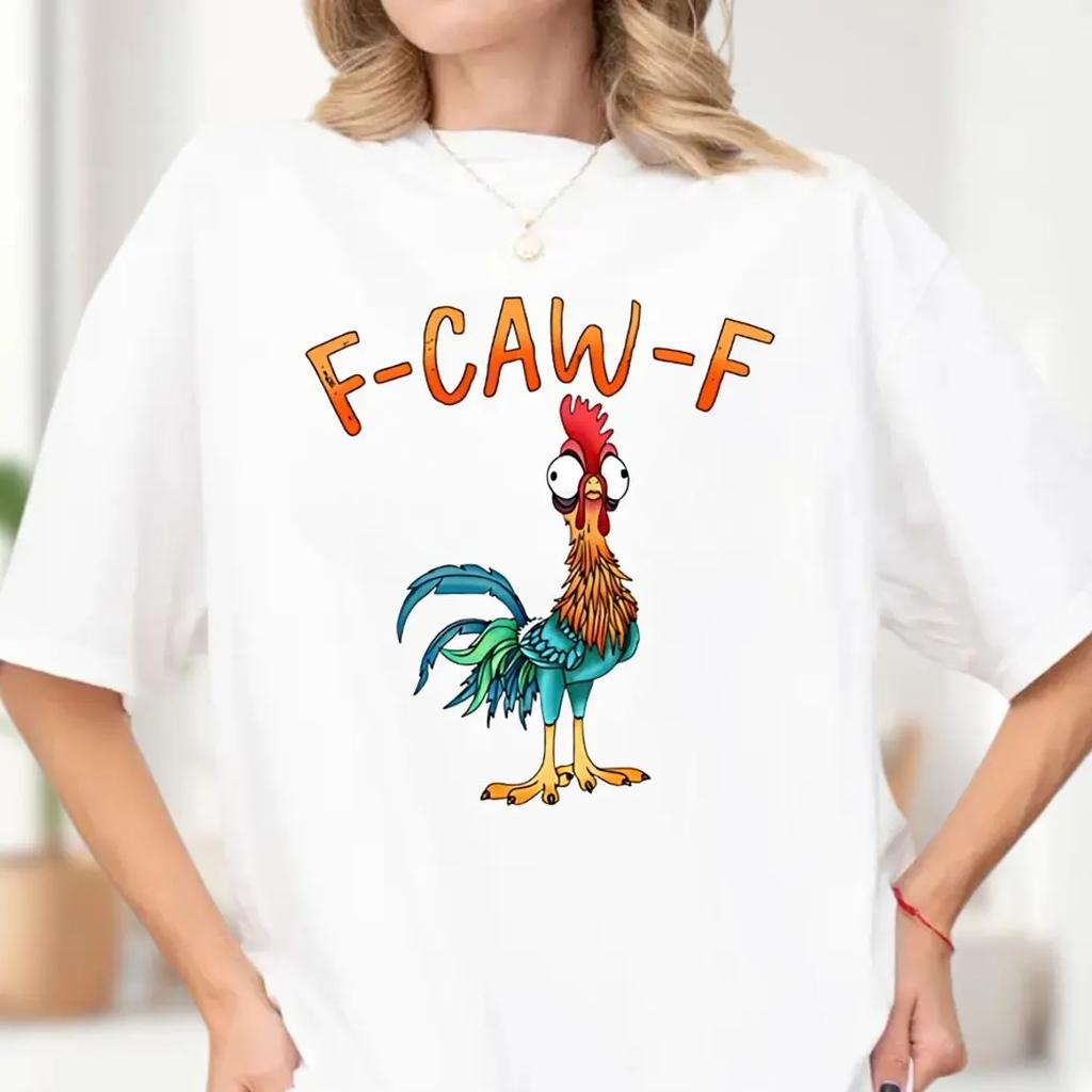 Смешная футболка F-Caw-F, Футболка с мемом про петуха, Дерзкая футболка для любителей птиц, Футболка с вороном в лунном свете, Черная птица футболка, Футболка с мемом про курицу