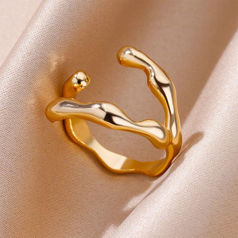 Модные 925 Серебряные Панк Изогнутые Кольца Открытия Мужские Женские Простой Дизайн Золото Серебряный Цвет Геометрическое Кольцо На Палец