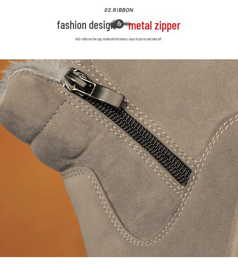 Мужские зимние ботинки на флисовой подкладке - Толстые, теплые, морозостойкие, нескользящие, хлопковые ботинки на один шаг