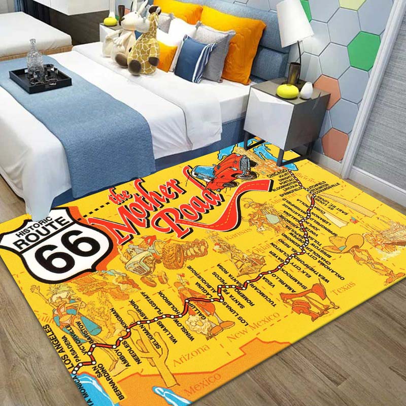 15 размеров Ковер с рисунком знака Route 66, Материнской дороги, Ковер для дома, гостиной, спальни, дивана, придверный коврик, декор, Нескользящий коврик для пола