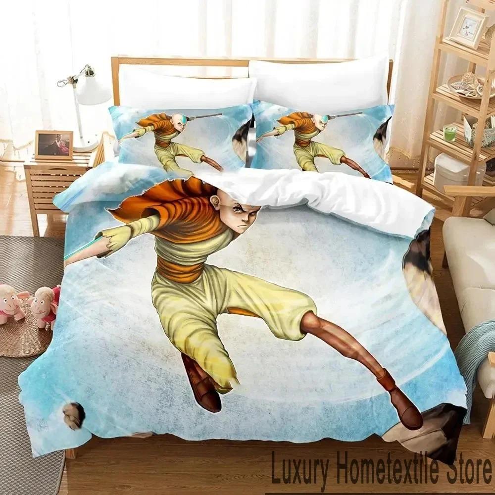 3D-принт с изображением мультфильма «Аватар: Легенда об Аанге» Комплект постельного белья для мальчиков и девочек, двуспальная кровать размера «king-size», пододеяльник, наволочка, кровать для мальчиков и взрослых