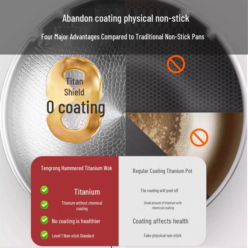 ZHI SHI 36cm Hammered Titanium Wok