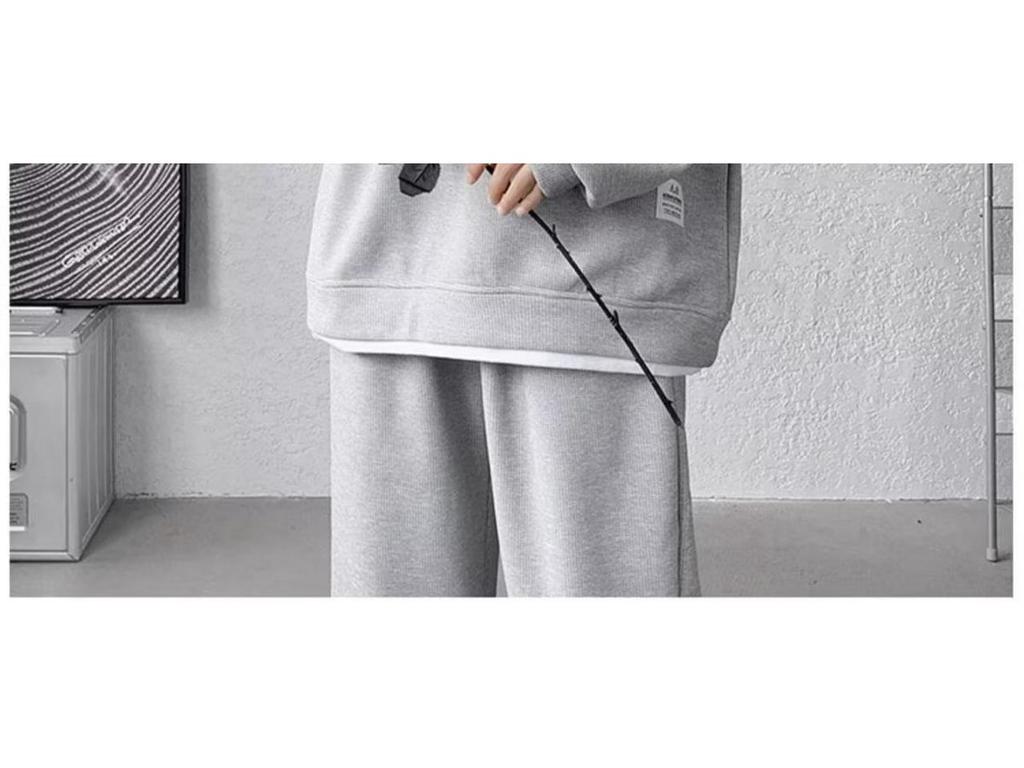 Мужской комплект из вафельной толстовки и спортивных штанов весна/осень - большой размер, молодежная спортивная одежда