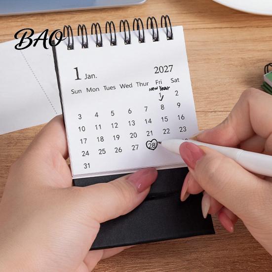 Academic Year Desktop Planner 2027-2028 Mini Standing Flip Desk Calendar, 18 Month from Jan. Cute Stationery for 2027 to Jun. 2028, Pocket Size