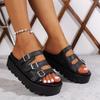 Ladies Shoes 2024 Fashion Peep Toe Women's Slippers Hot Sale Belt Buckle Casual Slippers Women New Plus Size Platform Slippers