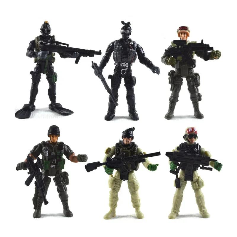 6/12 шт. Фигурки Военных Элитного Отряда с Оружием, 10 см, Солдаты SWAT Террористической Команды для Игр Детей, Красивый Подарок
