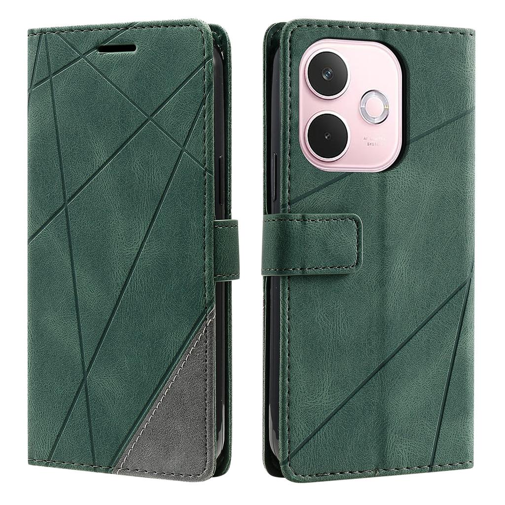 Phone Case For Oppo A5 Pro 4G (Global)/5G (Global)/A5 Energy 5G (China),Imprinted Lines PU Leather Splicing Wallet Cover with Wrist Strap