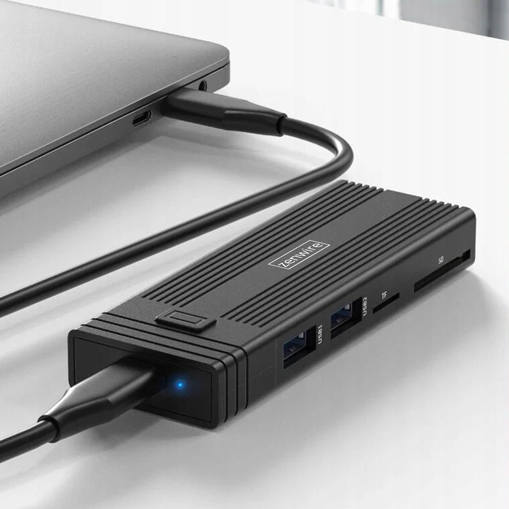 Obudowa Na Dysk Hub Usb-C 7W1 Ssd M.2 Nvme Pcie Sata Sd Adapter Kieszeń M2 Zenwire Hub63