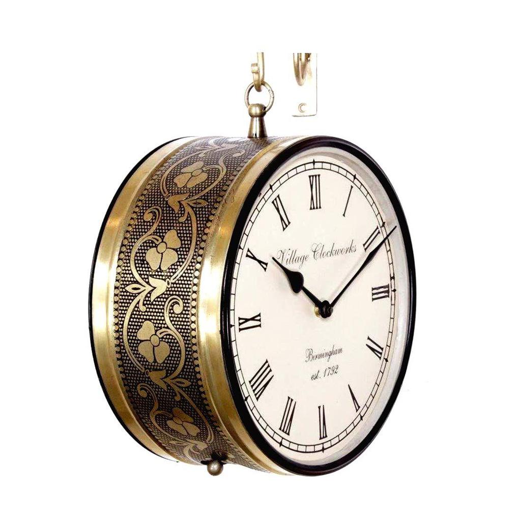 Винтажные металлические аналоговые часы для железнодорожной станции (8 дюймов Н), Золото