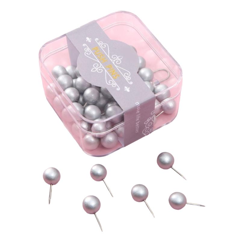 50pcs Minimalist Cork Board Pins Wood  Pushpin Wood & Metal Push Pins Simple Installation for Long Service  Use